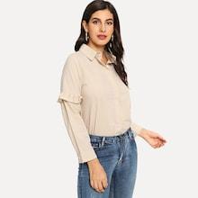 Shein Faux Pearl Ruffle Shirt