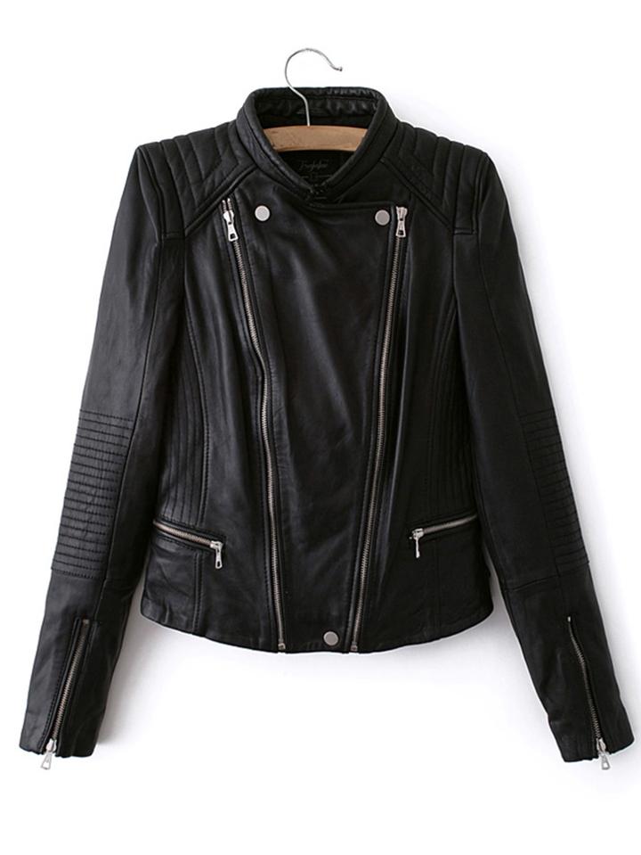 Shein Faux Leather Moto Zip Jacket