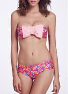 Rosewe Strapless Two Piece Bowknot Embellished Bikini