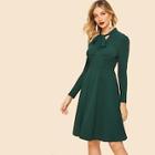 Shein 40s Tie Neck Puff Sleeve High Waist Dress