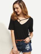 Shein Black Cutout Short Sleeve T-shirt