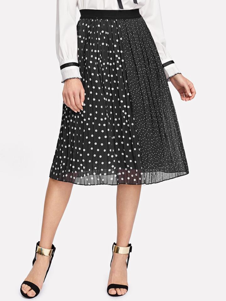 Shein Polka Dot Pleated Skirt