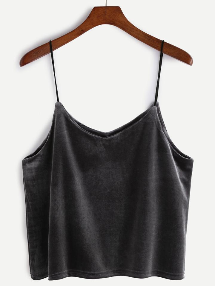 Shein Dark Grey Velvet Cami Top