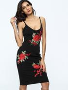 Shein Embroidered Appliques Open Back Slip Dress