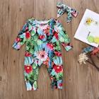 Shein Toddler Girls Floral Pattern Jumpsuit With Headband