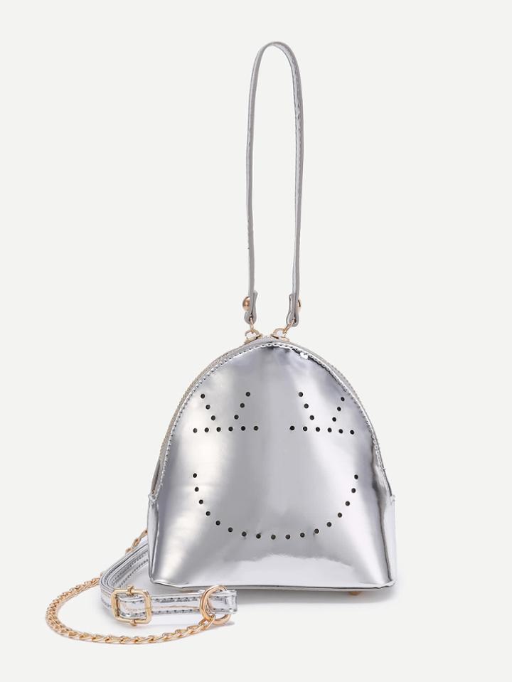Shein Emoji Detail Pu Chain Bag With Ring Handle