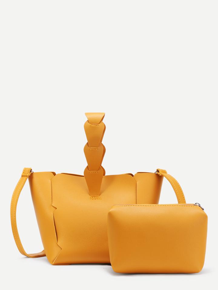 Shein Faux Leather Shoulder Bag With Inner Clutch