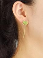 Shein Long Chain With Green Enamel Tropical Coconut Tree Hanging Earrings