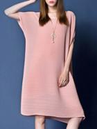 Shein Pink Batwing Sleeve Pleated Dress
