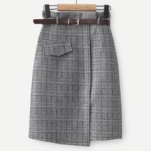 Shein Self Tie Plaid Pencil Skirt