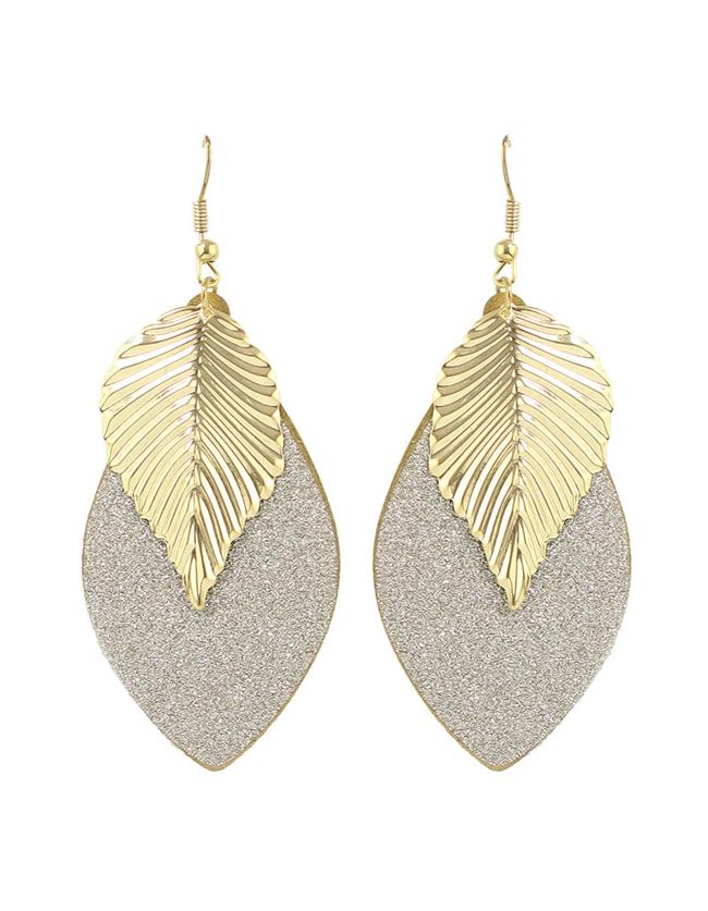 Shein Gold Plated Leaf Shape Earrings