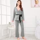 Shein Solid Cami Pajama Set With Wrap Robe