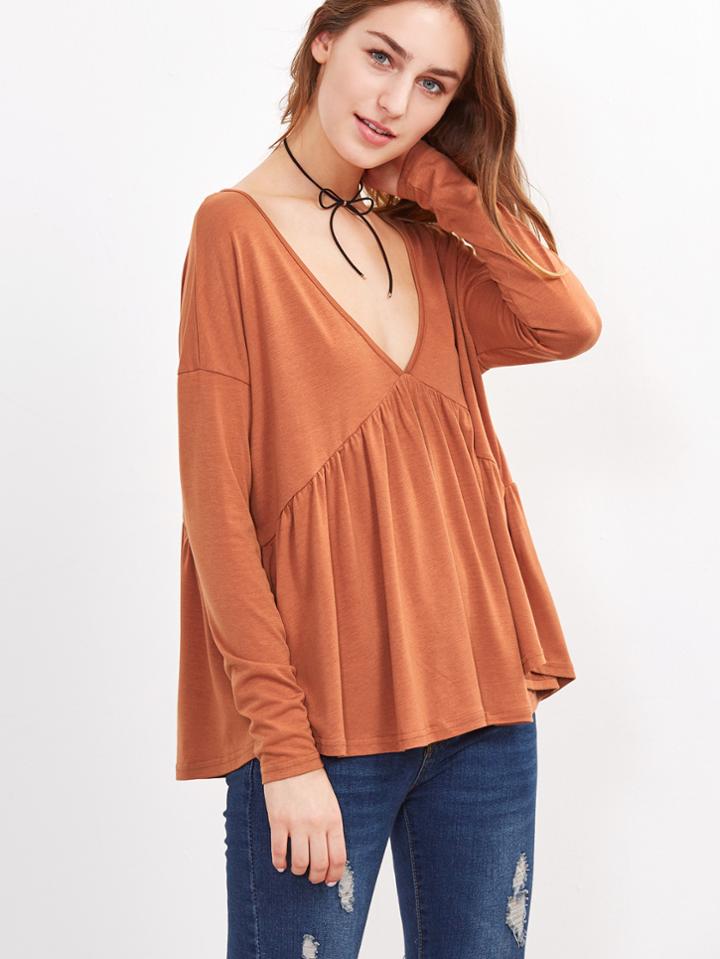 Shein V Neck Cut Out Back T-shirt