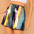 Shein Color Block Sequin Skirt