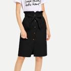 Shein Waist Belted Button Ruffle Split Skirt