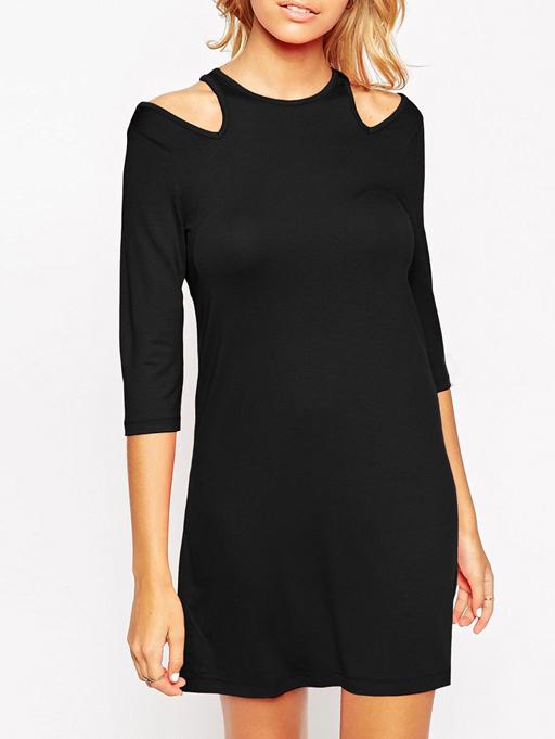 Shein Black Open Shoulder Shift Dress