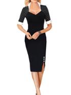 Shein Polka Dot Slit Bodycon Dress