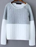 Shein Colour-block Round Neck Zipper Sweatshirt