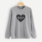 Shein Heart And Letter Print Sweatshirt