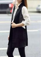 Rosewe Fishnet Patchwork Black Pocket Design Waistcoat