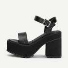 Shein Pu Platform Block Heeled Wedge Sandals