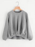 Shein Pleated Gathered Front Slub Sweatshirt