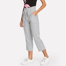 Shein Striped Self Tie Waist Pants