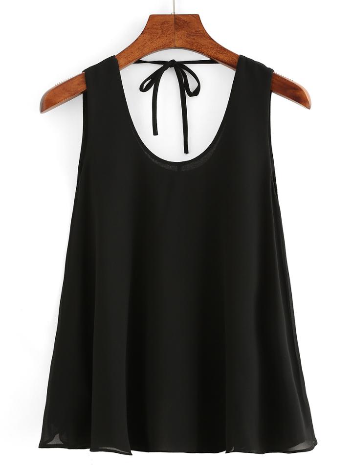 Shein Tie-back Chiffon Tank Top