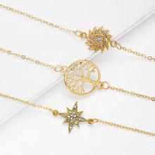 Shein Hollow Tree & Sun God Design Link Bracelet Set