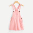 Shein Pocket Front Raw Hem Overall Denim Dress