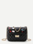 Shein Star And Airplane Patch Quilted Pu Bag