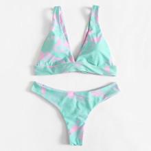 Shein Watercolor Knot Bikini Set