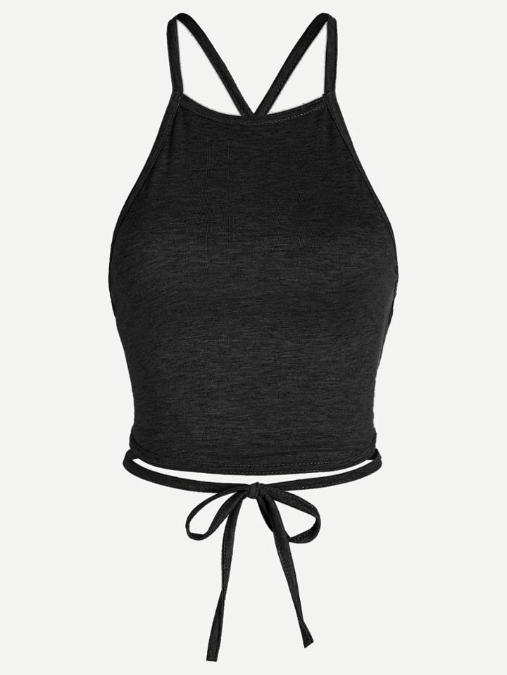 Shein Criss Cross Back Self Tie Slub Cami Top