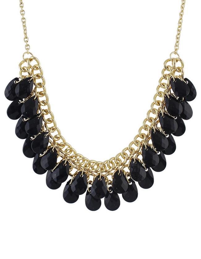 Shein Black Multilayers Bib Bead Necklace