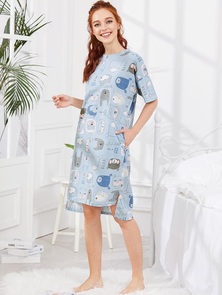 Shein Animal Print Dip Hem Dress