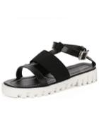 Shein Black Peep Toe Flatform Mid Heel Gladiator