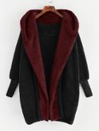 Shein Contrast Hooded Plush Coat