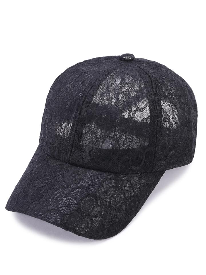 Shein Black Sheer Lace Baseball Cap