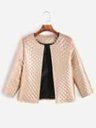 Shein Rose Gold Grid Grain Faux Leather Coat
