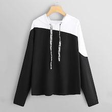 Shein Plus Two Tone Cut And Sew Hoodie