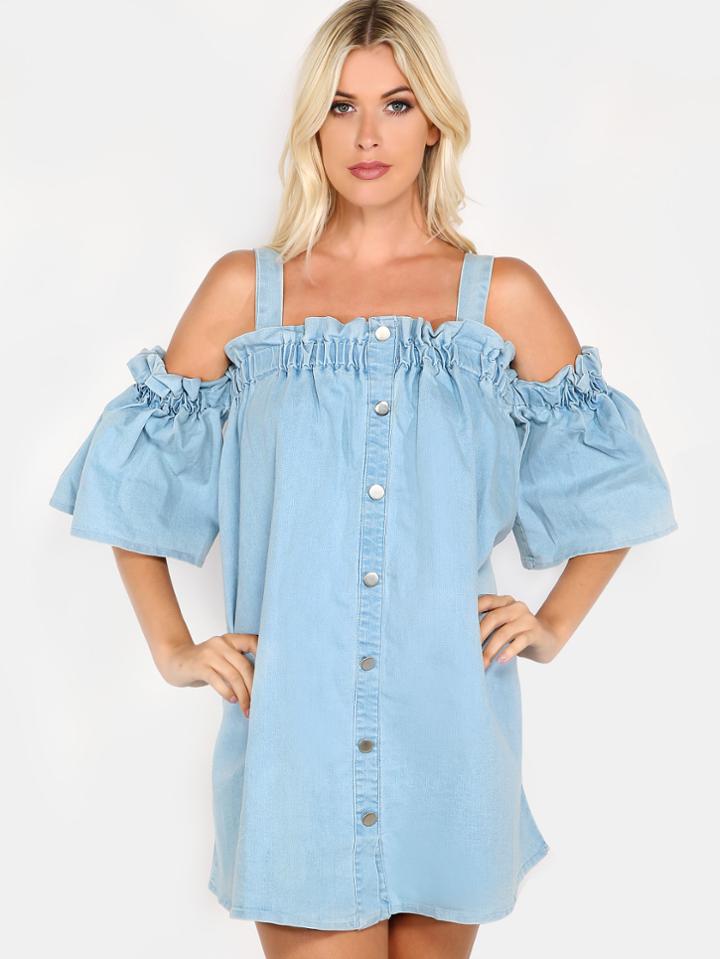 Shein Denim Button Down Dress Denim