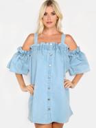 Shein Denim Button Down Dress Denim