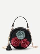 Shein 3d Flower Embellished Round Bag With Tassel