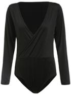 Shein Black Deep V Neck Bodysuit