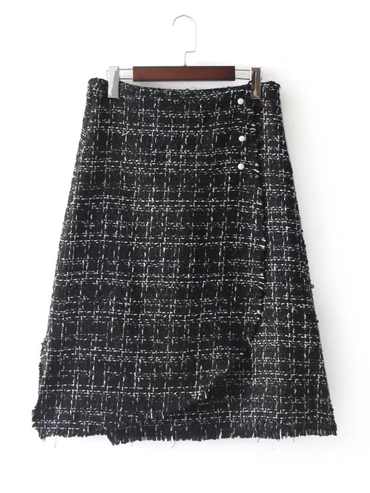 Shein Raw Hem Overlap Skirt