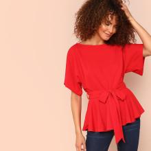 Shein Batwing Sleeve Peplum Top