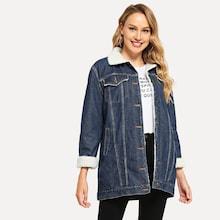 Shein Faux Shearling Denim Jacket