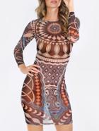 Shein Multicolor Tribal Geo Bodycon Dress