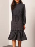 Shein Navy Stand Collar Tassel Fishtail Dress