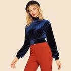 Shein 70s Velvet High-neck Crop Tee